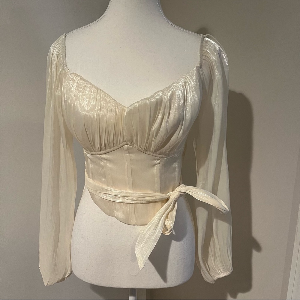 Hers & Mine Elegant Cream Off-Shoulder Top